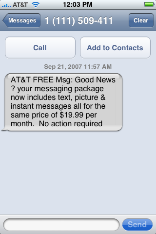 L'iPhone supportera' le chat? 1 sms at&t