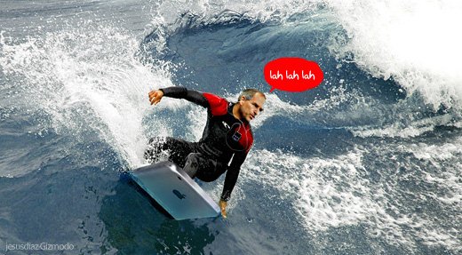 Apple da record, cresciuta del 34% nel trimestre 1 Steve Jobs surfer