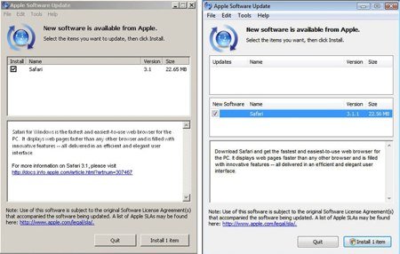 Safari in Apple Software Updater