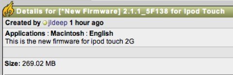 firmware 211 ipod touch