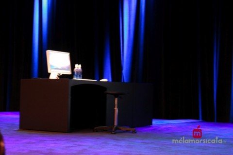 macworld-2009_4 Postazione di Phil Schiller prima del Keynote