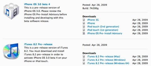 firmware 30 beta4 e itunes 82 pre release