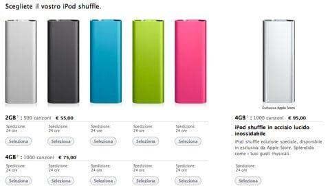 iPod Shuffle colorati