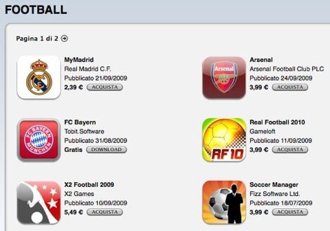 App Store calcio App Store calcio