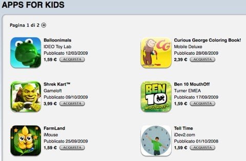 App Store bambini