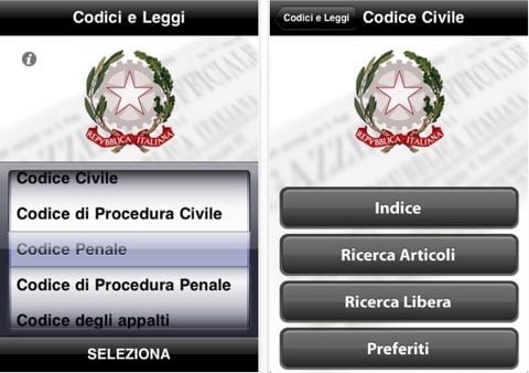 Codici e Leggi, tutta la giurisdizione italiana in un'applicazione per iPhone 1 Codici e Leggi