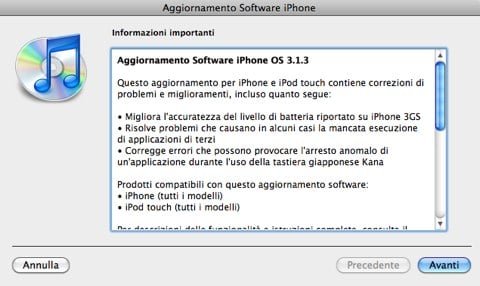 Firmware 3.1.3 per iPhone
