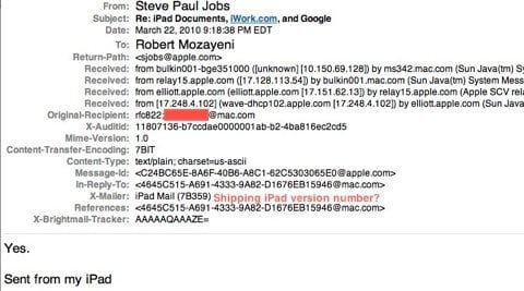 Email Steve Jobs iPad
