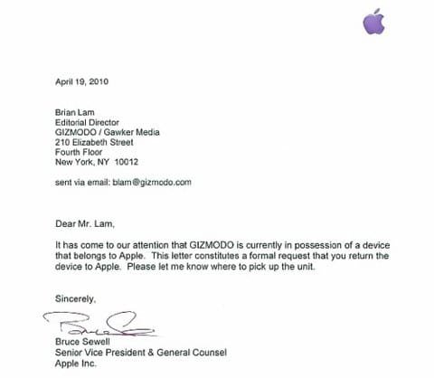 lettera Gizmodo prototipo