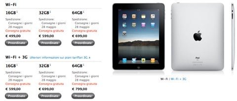 Preordine iPad Italia Da adesso è possibile prenotare gli iPad in Italia
