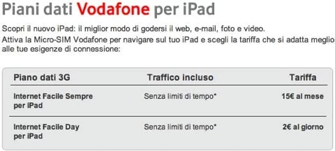 tariffe per iPad