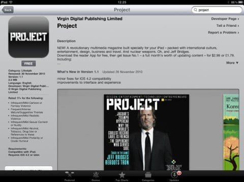 Project iPad giornale di Virgin