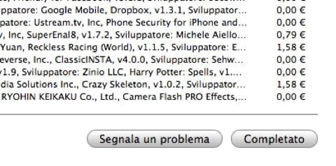 Segnala un problema iTunes rimborsare le applicazioni acquistate