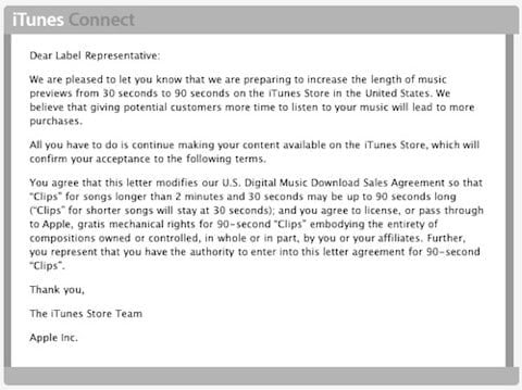 brani 90 secondi iTunes brani a 90 secondi