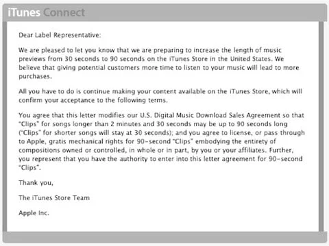 brani 90 secondi iTunes