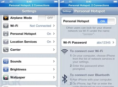 Personal Hotspot Personal Hotspot