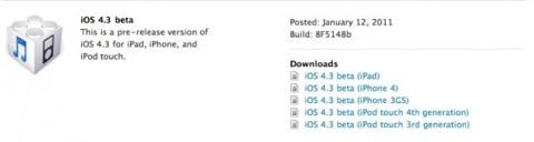 iOS 4.3 beta iOS 4.3