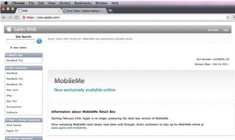 MobileMe on line