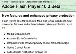 Adobe Flash 10.3 Beta