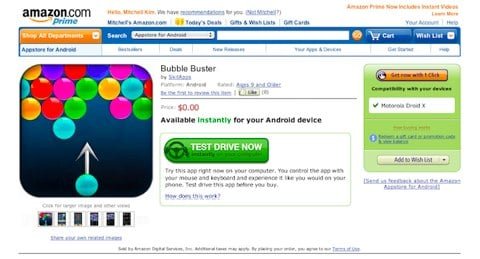 Amazon Test Drive provare le app