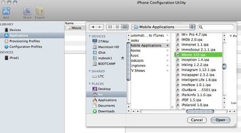 iPhone Configuration Utility iMovie