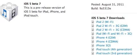 iOS 5 beta 7