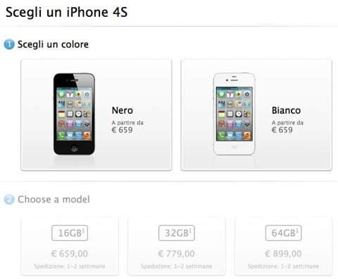 iPhone 4S Italia prezzi dell'iPhone 4S
