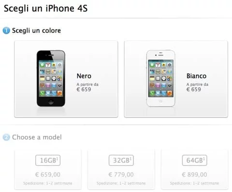 iPhone 4S Italia prezzi dell'iPhone 4S