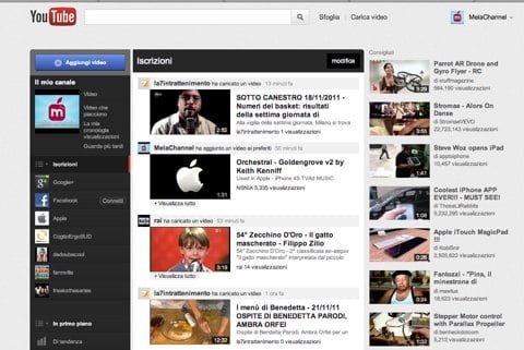 Nuova interfaccia YouTube