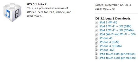 iOS 5.1 beta 2 iOS 5.1