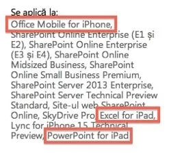 prove Office iPad e iPhone