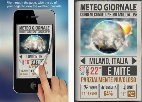 Meteo Giornale, un'app che mostra il meteo come se fosse una pagina di giornale 1 Meteo Giornale