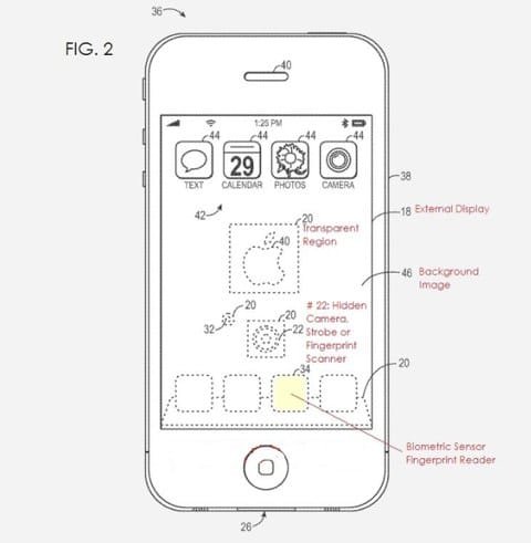 Apple brevetta lo schermo trasparente per gestire il lettore di impronte digitali 1 brevetto schermo trasparente