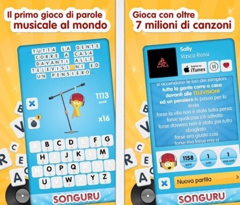 Songuru, il gioco dell'impiccato con i testi delle canzoni 1 Songuru