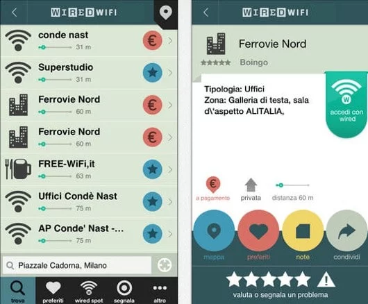 Wired WiFi, l'applicazione per trovare hotspot gratuiti e a pagamento in Italia 1 Wired WiFi