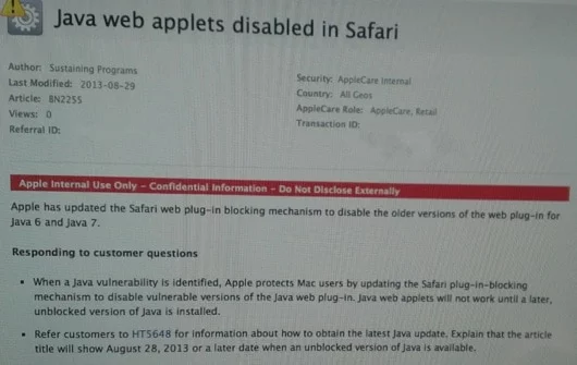 Apple blocca le vecchie versioni di Java in Safari per questioni di sicurezza 1 java safari