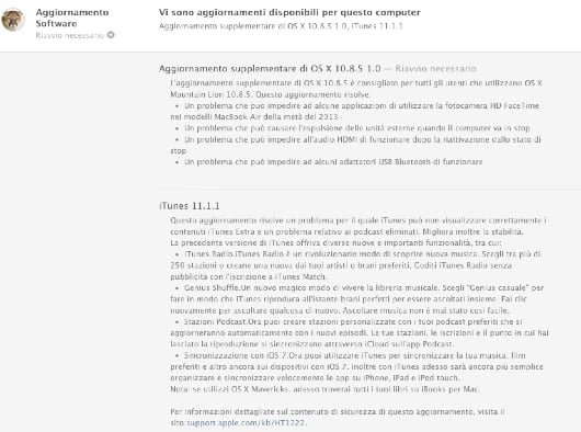 Os X 10.8.5 supplementare