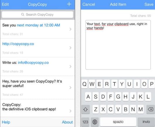 CopyCopy, un'app per spostare i copia/incolla tra iPhone e iPad 1 CopyCopy