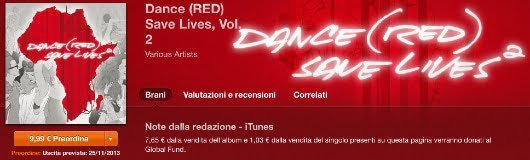 Dance (RED) Save Live, il secondo volume dell'album musicale per fare beneficenza 1 Dance (RED) Save Live
