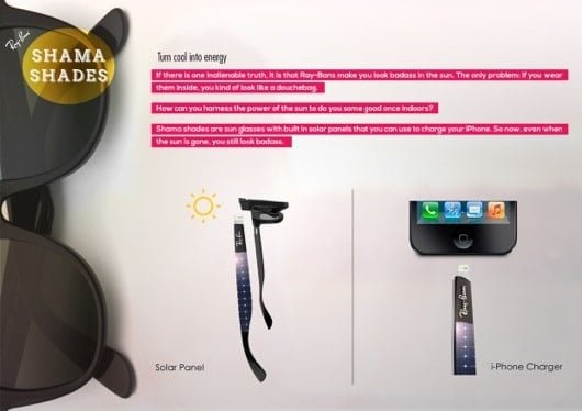 Concept: le aste degli occhiali per ricaricare l'iPhone 1 Shama Shades
