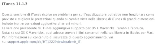 Apple rilascia iTunes 11.1.3 1 iTunes 11.1.3