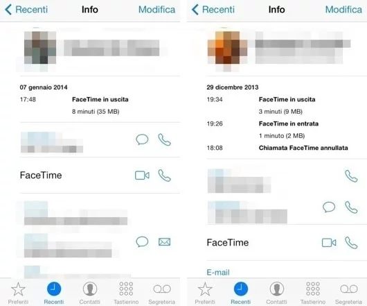 Quanti MB consuma FaceTime? Basta vedere in iOS 1 consumo FaceTime