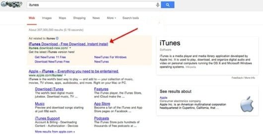 iTunes malware Google