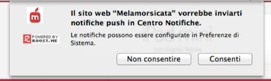 Attiva le notifiche di Melamorsicata in Mavericks 1 notifiche Melamorsicata