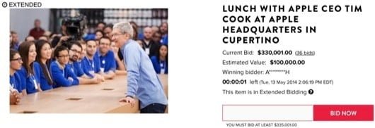 Mangiare con Tim Cook costa 330.000 dollari 1 Tim Cook asta terminata