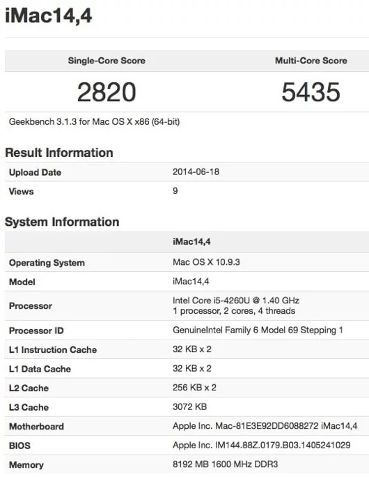 I benchmark del nuovo iMac economico mostrano la scarsa potenza 1 Benchmakr iMac 2014