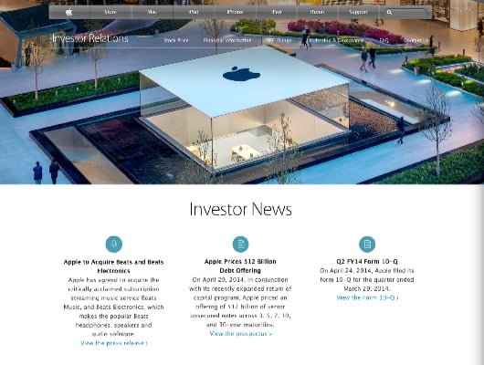 Apple ha cambiato la grafica della sezione per gli investitori del suo sito 3 grafica sito investitori Apple