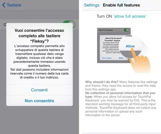 Le tastiere di terzi per iOS 8 sono dei keylogger? 1 tastiere di terzi iOS 8