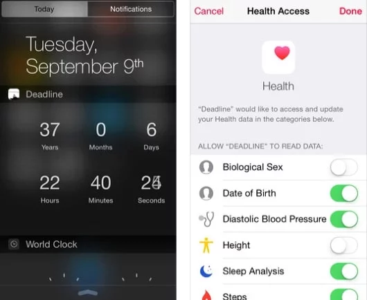 Deadline, un'app che ti dice quando morirai in base ai dati dell'app Salute 1 Deadline