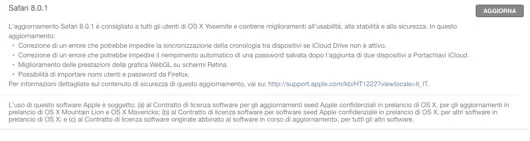 Disponibile Safari 8.0.1 1 Safari 8.0.1
